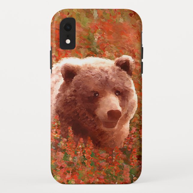 Capa Para iPhone, Case-Mate Urso Grizzly na Pintura de Arte Selvagem com Algas (Verso)