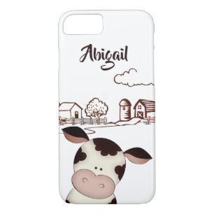 Capa iPhone 8/ 7 Vaca e fundo de Fazenda em Cute Personalizado