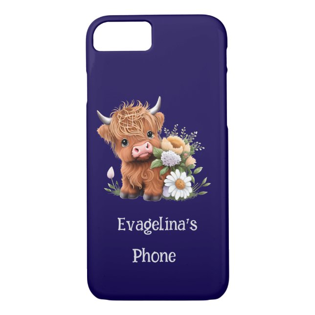 Capa Para iPhone, Case-Mate Vaca Highland com Flores Personalizadas (Verso)