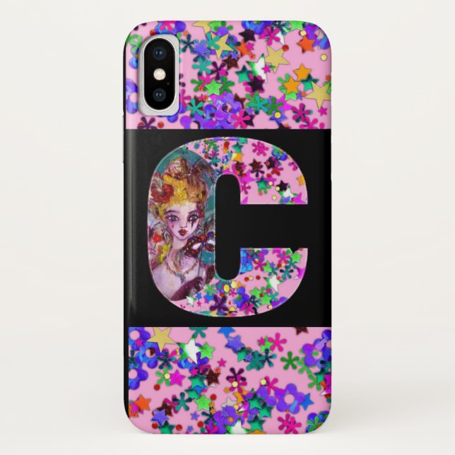 CAPA PARA iPhone, Case-Mate  VALENTINE VENETIAN MÁSCARA MONOGRAMA LETRA C (Verso)