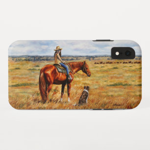 Capa Para iPhone Da Case-Mate Vaqueira pequena no cavalo do gado