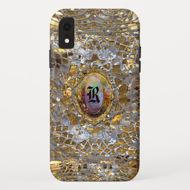 Capa Para iPhone, Case-Mate Velho Monograma Chic XR Duro e Elegante Hollywood (Verso)