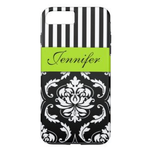 CAPA PARA iPhone DA Case-Mate VERDE LIMÃO PERSONALIZADO, DAMASCO PRETO LISTRADO