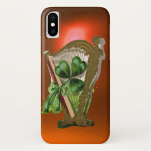 Capa Para iPhone X VERDE SHAMROCK HARP laranja