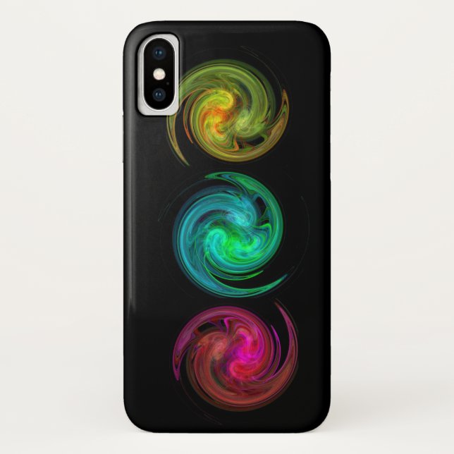 Capa Para iPhone, Case-Mate Vermelho AMARELO AZUL, VORTEX, Arte Fractal, Preto (Verso)