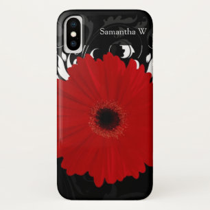 Capa Para iPhone Da Case-Mate Vermelho brilhante Gerbera Daisy em preto