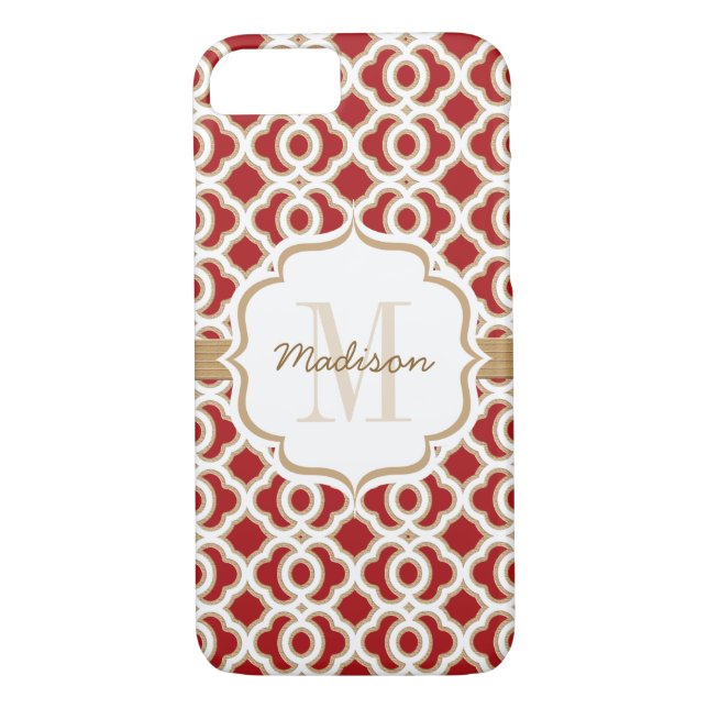 Capa Para iPhone, Case-Mate Vermelho e Quatrefoil Dourado (Verso)