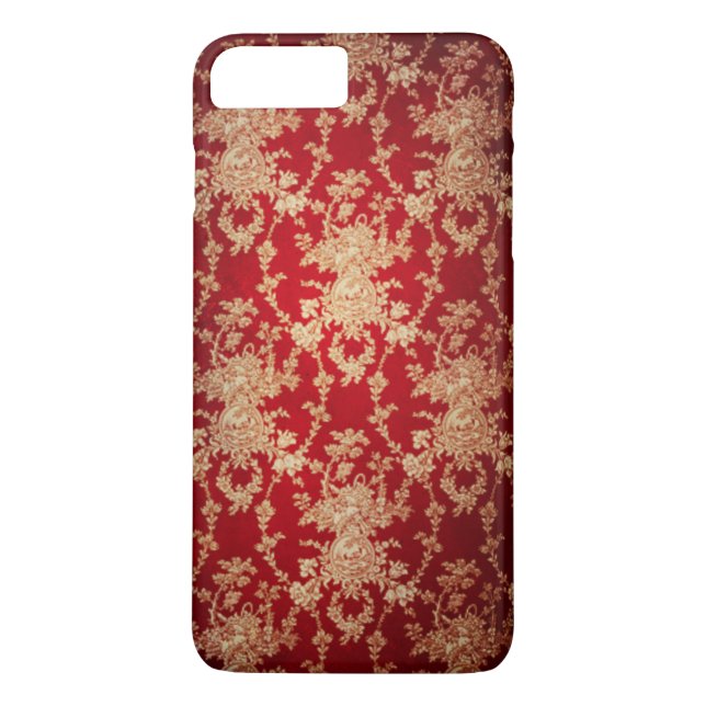 Capa Para iPhone, Case-Mate Vermelho Elegante e Dourado Damasco Floral (Verso)