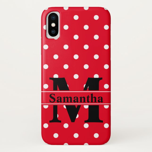 Capa Para iPhone, Case-Mate Vermelho Retro Pontos Brancos, Personalizado (Verso)