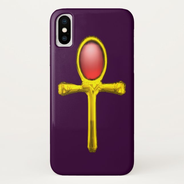 Capa Para iPhone, Case-Mate VERMELHO TALISMAN/DOURADO EGÍPCIO ANKH Roxo (Verso)