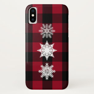 Capa Para iPhone Da Case-Mate Vermelho, Xadrez Negra de Buffalo, Flocos de Neve,