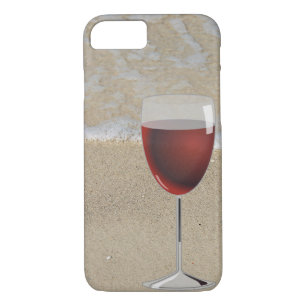 Capa iPhone 8/ 7 Vidro de vinho tinto na praia