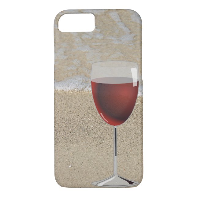 Capa Para iPhone, Case-Mate Vidro de vinho tinto na praia (Verso)