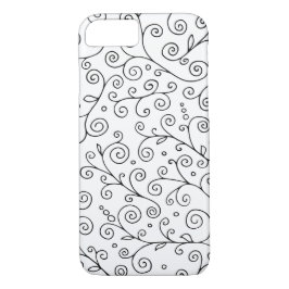 Capa iPhone 8/ 7 Vinhas Curvas Pretas e Brancas Florais