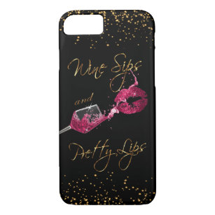 Capa iPhone 8/ 7 Vinhos e Lábios Bonito 2 - Rosa Escuro
