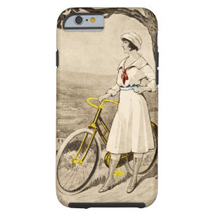 Capa Tough Para iPhone 6 Vintage 1920 Woman Bicycle Advertisement