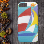 Capa iPhone 8/ 7 Vintage - Barcos à vela Abstrato coloridos com águ<br><div class="desc">Esta é uma imagem vintage um grupo de barcos de vela coloridos e brilhantes abstrato navegando em um lago. Veja minha loja Art by MAR para combinar produtos com este design.</div>