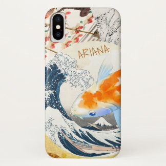 Capa Para iPhone Da Case-Mate Vintage Chic Dourado Koi Pond, dos monogramas japo