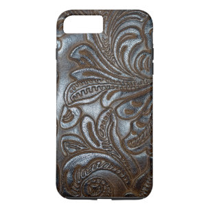 Capa iPhone 8 Plus/7 Plus Vintage - Couro castanho com relevo
