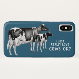 Capa Para iPhone Da Case-Mate Vintage, Eu Só Adoro Vacas | Texto branco