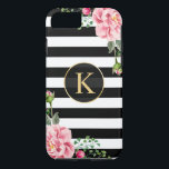 Capa iPhone 8/ 7 Vintage Floral Monograma Preto, Branco<br><div class="desc">Decorre o seu iPhone em Estilo com este &quot Personalizado;Monograma Floral Vintage Black White Striped" caso único! Você pode personalizá-lo com seu nome ou texto neste design. Se você precisar de mais personalização, clique no botão "Personalizar " e use nossa ferramenta design para redimensionar, girar, alterar cores, adicionar texto e...</div>