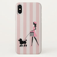 Vintage Lady andando poodle preto