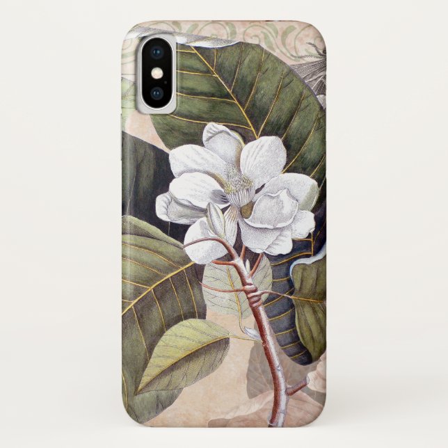 Capa Para iPhone, Case-Mate Vintage Magnolia Colagem Botânica Antica (Verso)