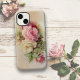 Capa Para iPhone, Case-Mate Vintage, Mão Pintada, Rosas Brancas e Rosa (Criador carregado)