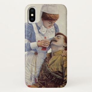 Capa Para iPhone X Vintage Medicine, enfermeira com soldado da guerra