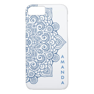 Capa iPhone 8/ 7 Vintage METÁLICO AZUL Intricate Lace Mandala branc