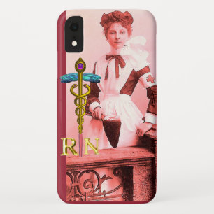 Capa Para iPhone XR VINTAGE NURSE e Dourado Caduceus NR Emblem