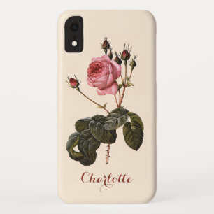 Capa Para iPhone XR Vintage - Rosas de Jardim Rosa Antiquado em Blogue