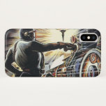 Capa Para iPhone X Vintage Science Ficting Máquinas Físicas do Sci Fi<br><div class="desc">Imagem de ficção científica com ilustração em Vintage apresentando uma cena de fabricação futurista com máquinas de direcionar robôs funcionando.</div>