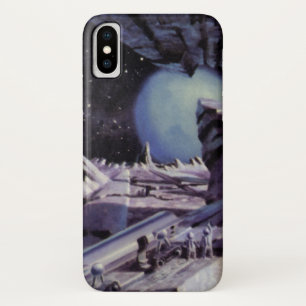 Capa Para iPhone X Vintage Science Fiction, Aliens sobre Lua no Espaç