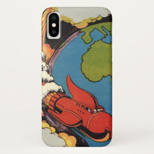 Capa Para iPhone Da Case-Mate Vintage Science Fiction, Sci Fi Rocket over Earth