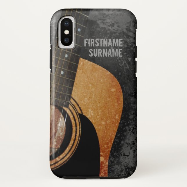 Capa Para iPhone, Case-Mate Violão Grey Grunge Nome Personalizado (Verso)