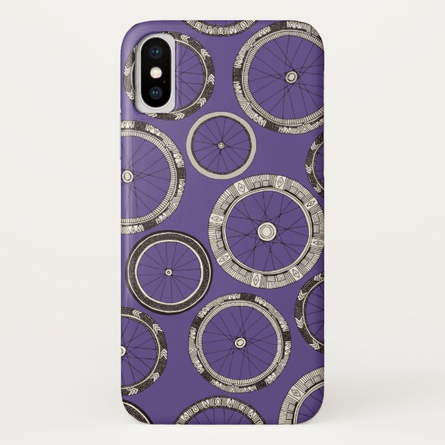 Capa Para iPhone, Case-Mate violeta de rodas de bicicleta (Verso)