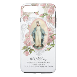 Capa iPhone 8 Plus/7 Plus Virgem Maria Vintage Católica Religiosa