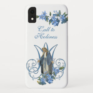 Capa Para iPhone Da Case-Mate Virgem Religiosa Mary Marian Cross Blue Flowers 