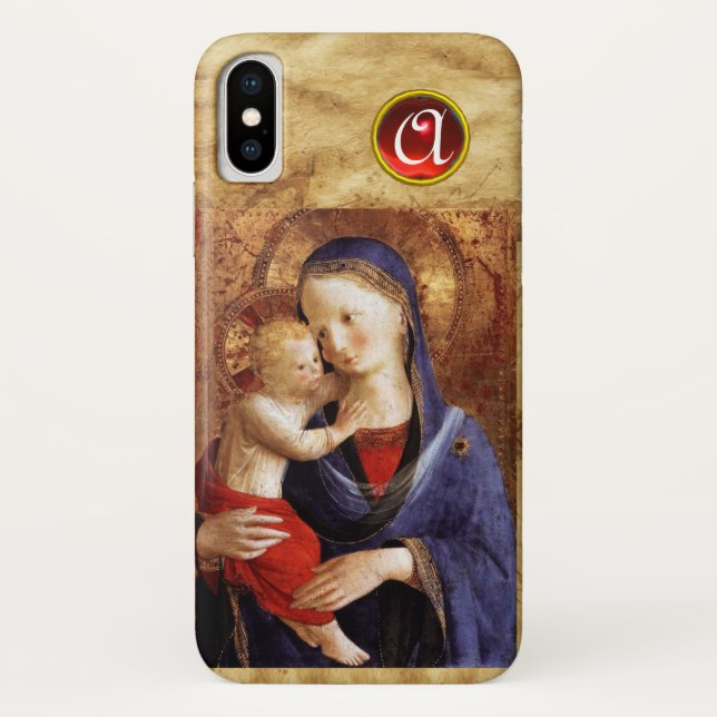 Capa Para iPhone, Case-Mate VIRGIN COM Monograma de Ruby Vermelha Infantil (Verso)