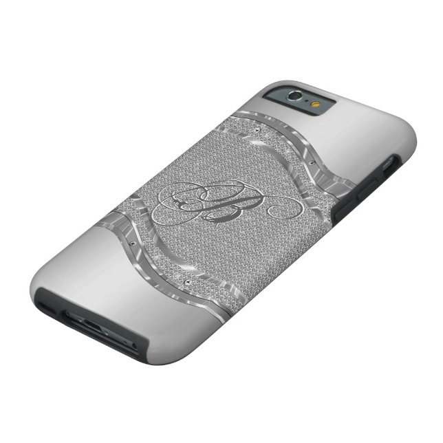Capa Para iPhone, Case-Mate Vista Metálica de Silver Faux com Padrão de Diaman (Topo)