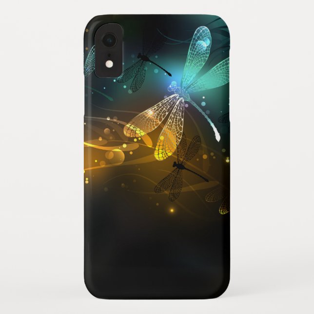 Capa Para iPhone, Case-Mate Voo luminoso verde de libélula (Verso)