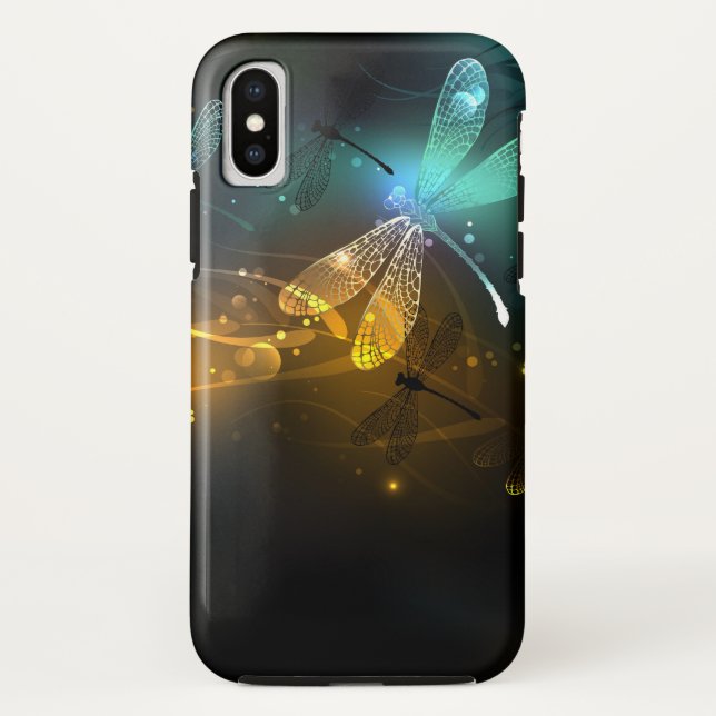 Capa Para iPhone, Case-Mate Voo luminoso verde de libélula (Verso)
