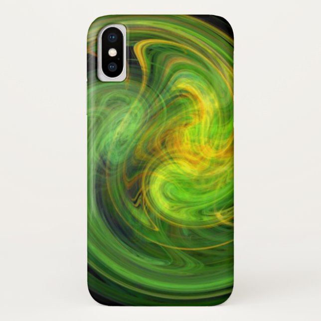 Capa Para iPhone, Case-Mate VORTEX LUMINOSO / Abstrato verde amarelo vibrante (Verso)
