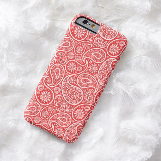 Capa Para iPhone, Case-Mate White On Coral-Red Retro Paisley (In Loco)