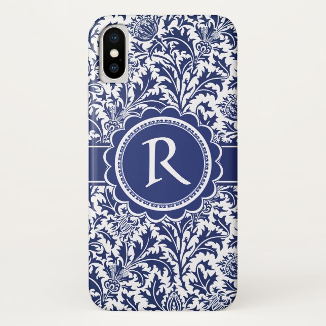 Capa Para iPhone, Case-Mate William Morris azul e branco elegante floral (Verso)