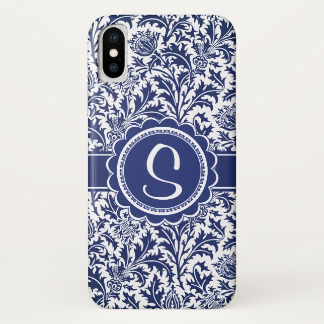 Capa Para iPhone, Case-Mate William Morris azul e branco elegante floral (Verso)