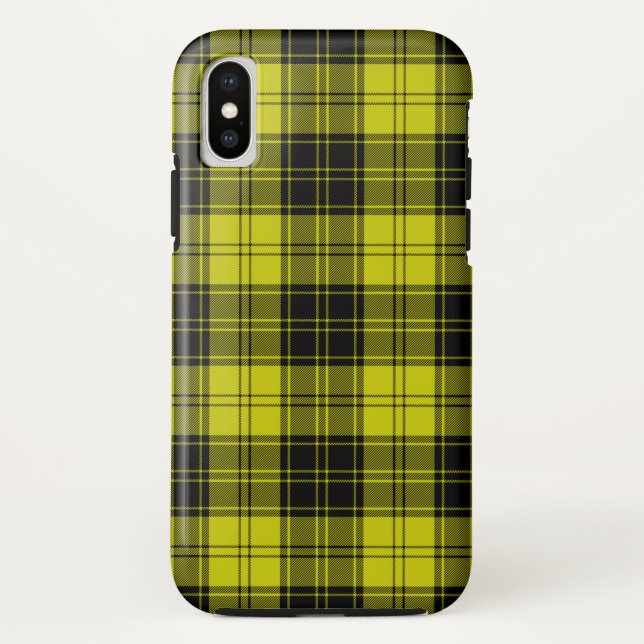 Capa Para iPhone, Case-Mate xadrez amarelo e preto do tartan MacLachlan (Verso)