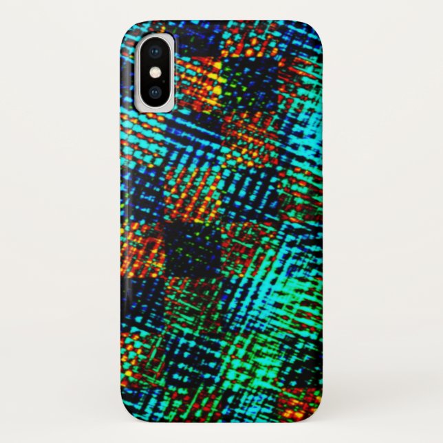 Capa Para iPhone, Case-Mate Xadrez azul, arranhão esverdeado, mancha suja verm (Verso)