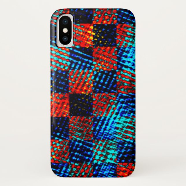 Capa Para iPhone, Case-Mate Xadrez azul e vermelha, manchada de sujeira falsa (Verso)